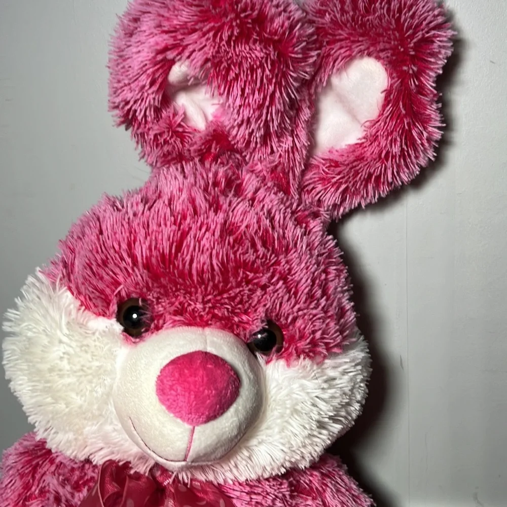 Homerbest Large Pink and White Shaggy Bunny  Very Clean - Picture 2 of 6